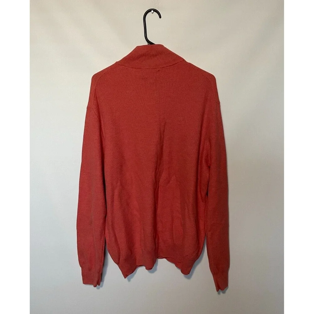 Polo Ralph Lauren 1/4 Zip Sweater Mens XXL Coral Pink Pima Cotton Pique Pony